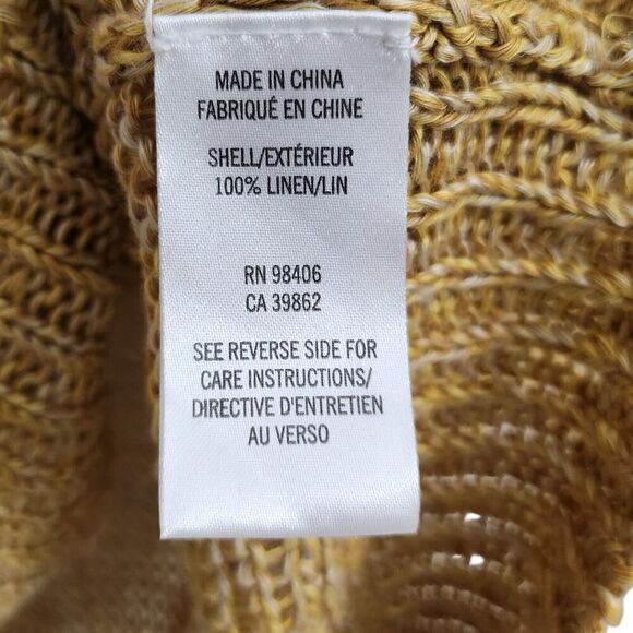 Theory Sweater Womens Small Yellow Linen Adoncia Astra Knit Mesh Open Back - Picture 4 of 9